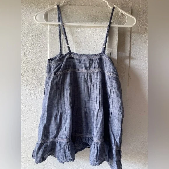 Anthropologie DRA Top Boho Size XS Sleeves Los Angeles Top Denim Beach​​​​​ - Picture 3 of 4